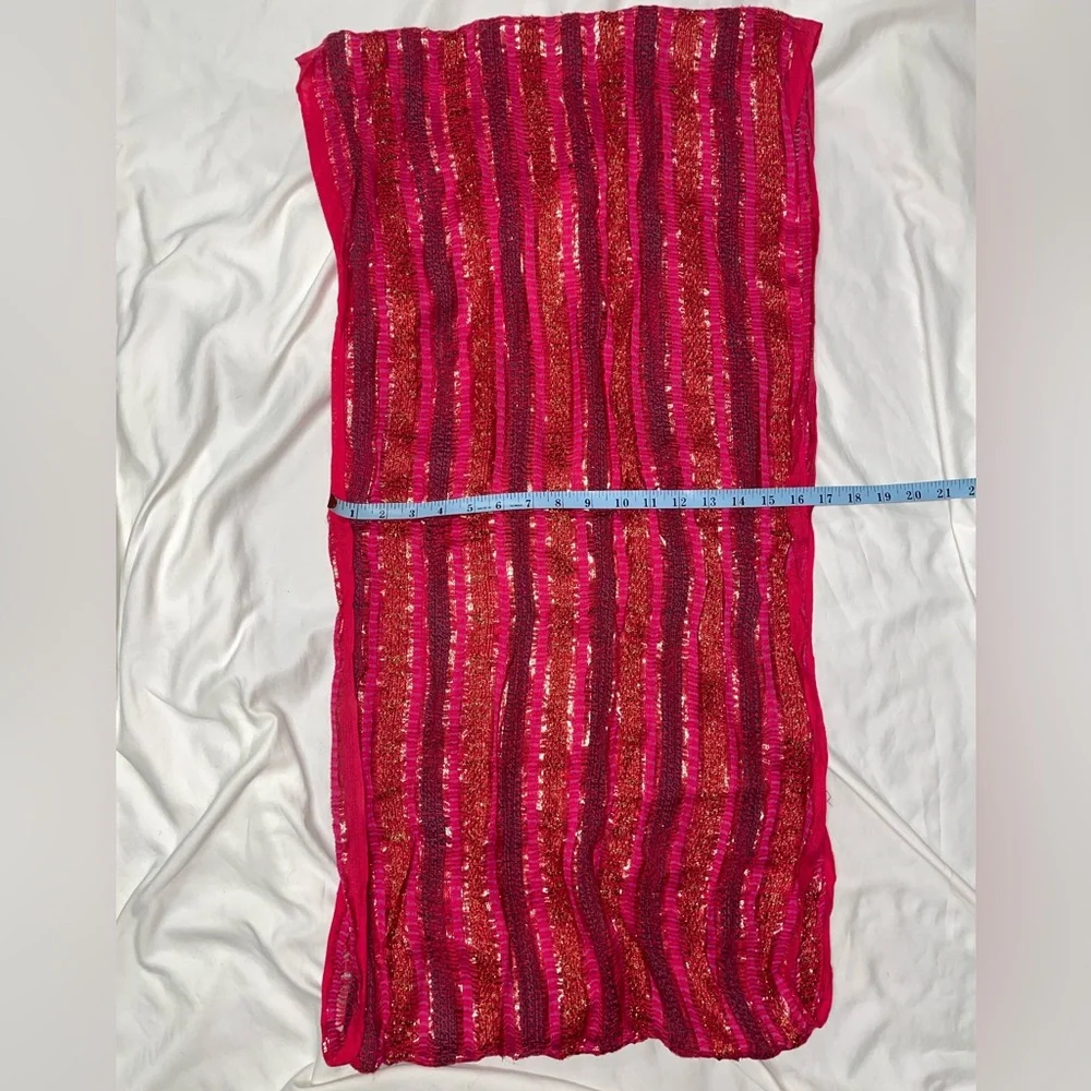 Collection Eighteen Red Burgundy Gold Sparkly Knit Scarf